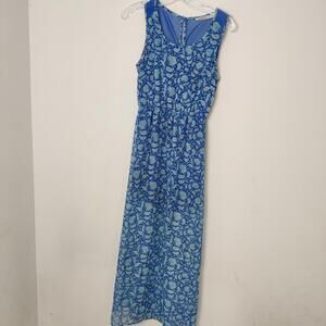 Bluenotes Blue Paisley Sleeveless Maxi Dress Size XS Paisley Floral Summer